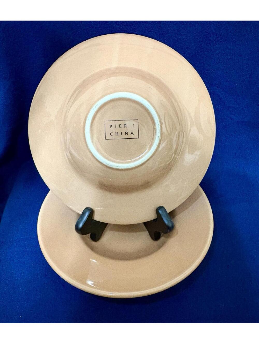 Pier 1 Wide Rim Bowls Set of 2 Soup Pasta 9"